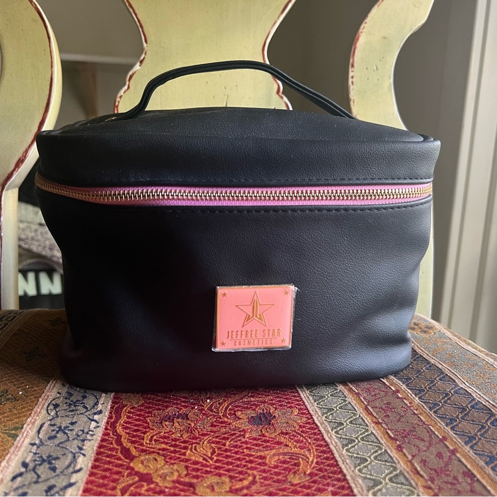 Jeffree Star Black Cosmetic Bag with Pink Zipper